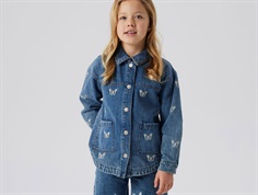 Name It cowboyjakke mellem blå denim med sommerfugle